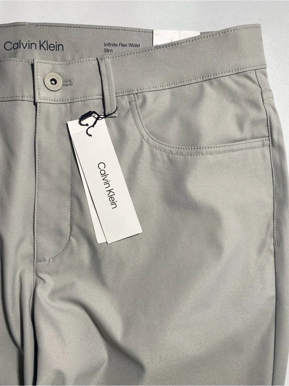 NEW 36 x 32 Mens Calvin Klein Slim Fit Pants Flat Front Flex Waist Polyester $79